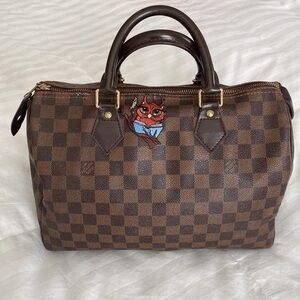 Louis Vuitton Damier Ebene Speedy 30 Custom Owl Accent